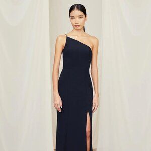 Amsale Sloan One Shoulder Gown in Black